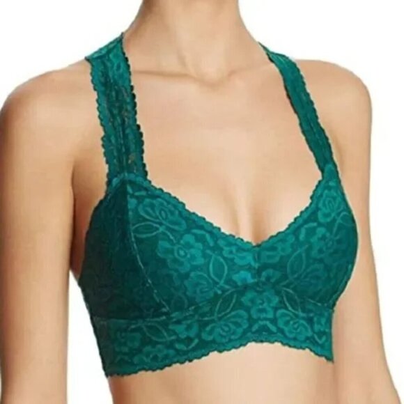 Free People Galloon Lace Racerback Bralette Bra Green Women's Size Small - Picture 1 of 7